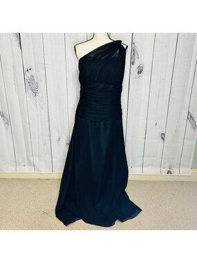 Vintage Jordan Fashions Couture Collection One-Shoulder Black A-Line Gown Sz 12
